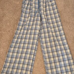 Blue and White Plaid Pajama Pants